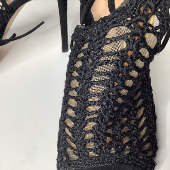 GIANVITO ROSSI Bardot crochet-knit and suede heels - Picture 14 of 16